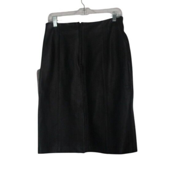 Dialogue Leather Skirt Straight Pecil Womens 12 Black Leather Washable Retro NWT - Picture 2 of 5